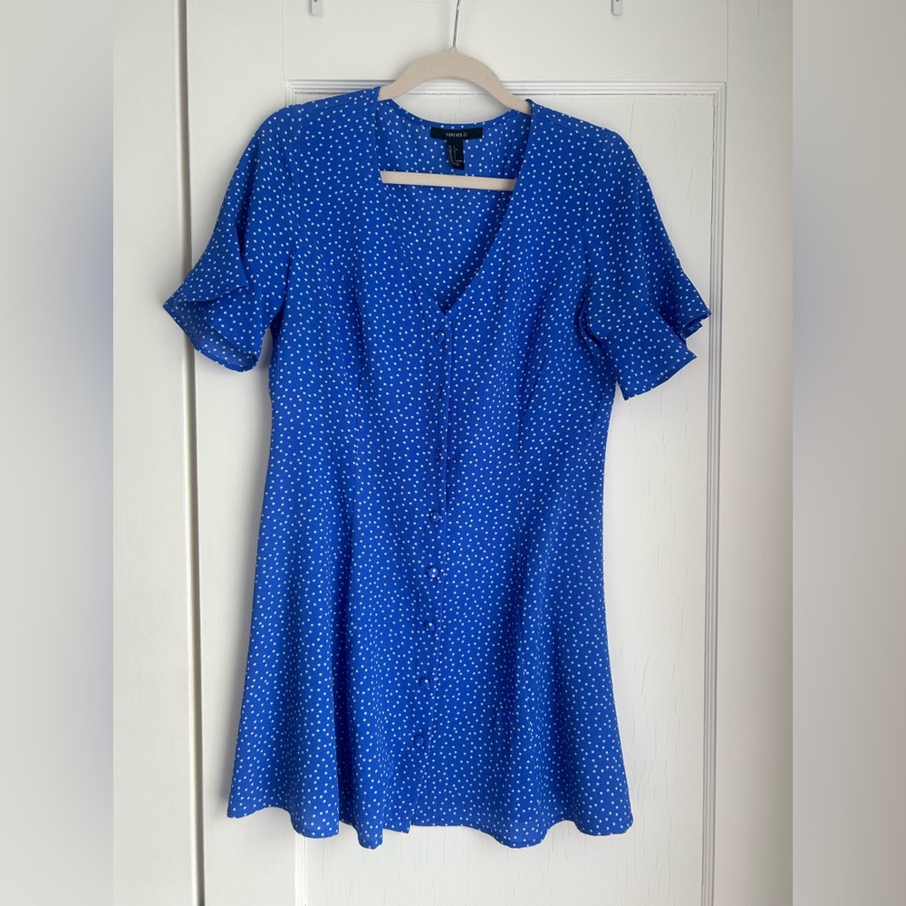 Forever 21 blue polka dot mini dress
